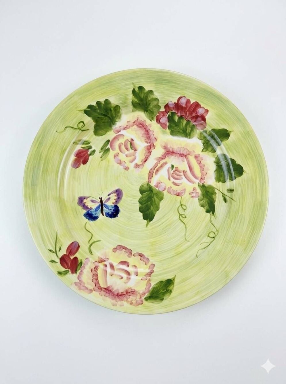 🔺️Vintage NWT Rose & Butterfly 14" Ceramic Platter